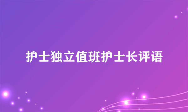 护士独立值班护士长评语