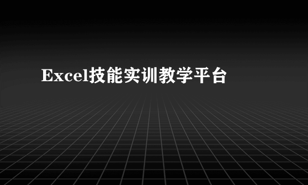 Excel技能实训教学平台