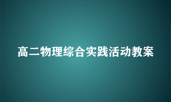高二物理综合实践活动教案