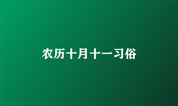 农历十月十一习俗
