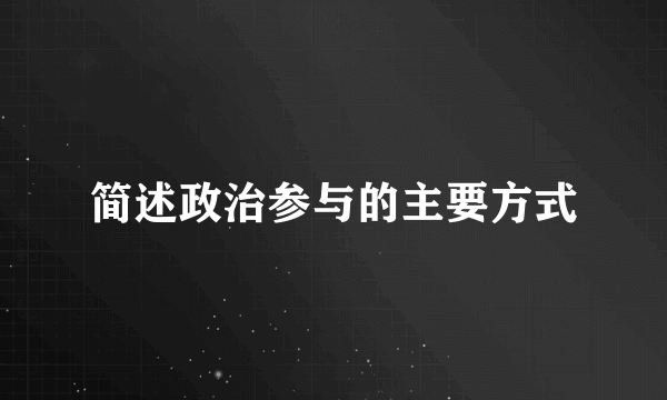 简述政治参与的主要方式