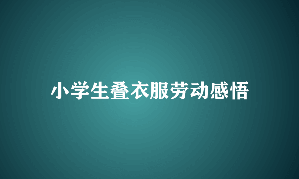 小学生叠衣服劳动感悟