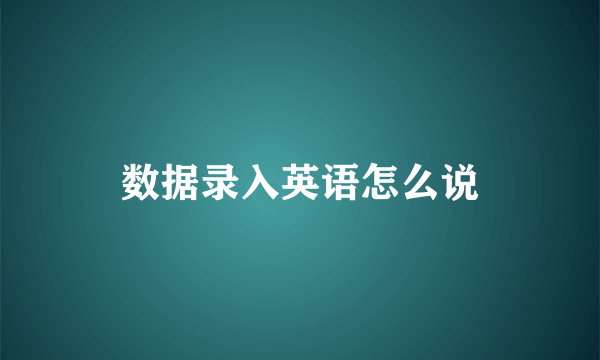 数据录入英语怎么说