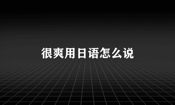 很爽用日语怎么说