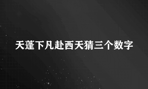 天蓬下凡赴西天猜三个数字