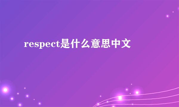 respect是什么意思中文