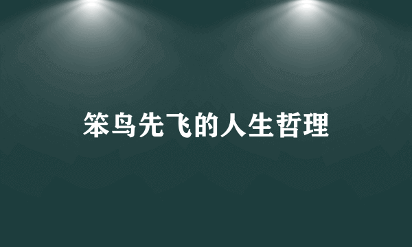 笨鸟先飞的人生哲理