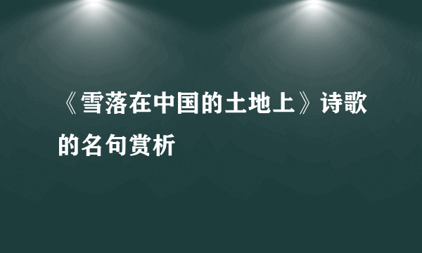 《雪落在中国的土地上》诗歌的名句赏析