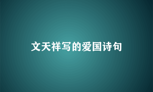 文天祥写的爱国诗句