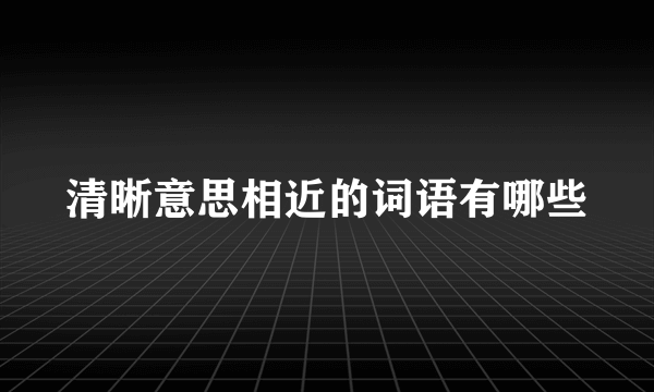 清晰意思相近的词语有哪些