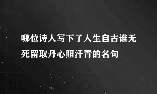 哪位诗人写下了人生自古谁无死留取丹心照汗青的名句