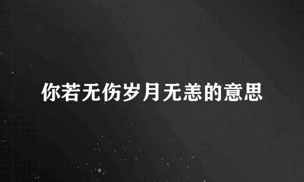 你若无伤岁月无恙的意思