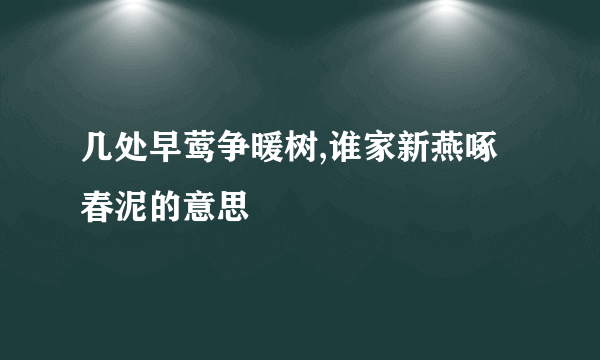 几处早莺争暖树,谁家新燕啄春泥的意思