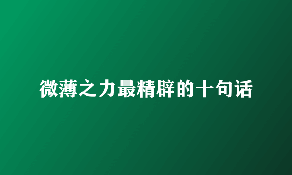 微薄之力最精辟的十句话