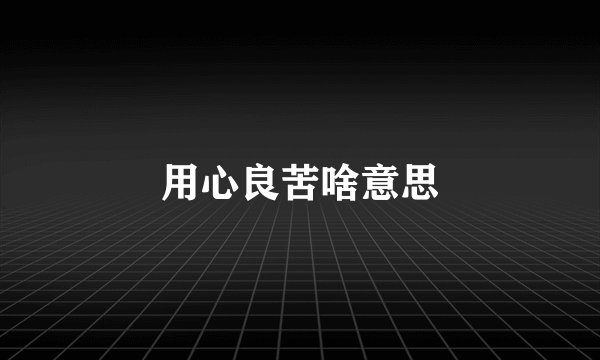 用心良苦啥意思
