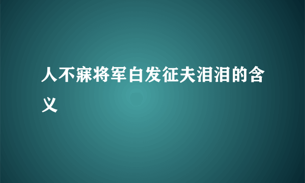 人不寐将军白发征夫泪泪的含义