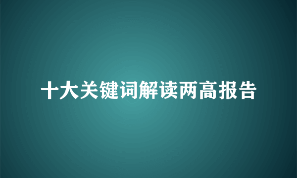 十大关键词解读两高报告