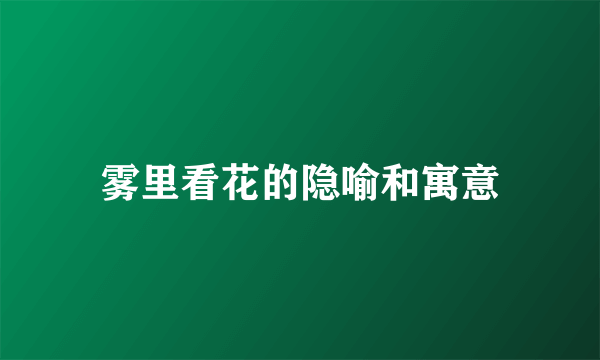 雾里看花的隐喻和寓意