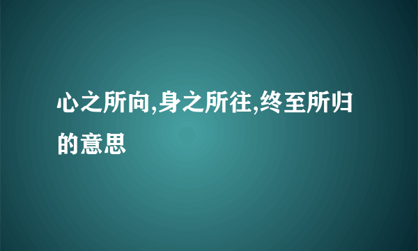 心之所向,身之所往,终至所归的意思