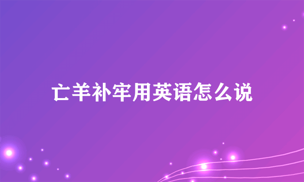 亡羊补牢用英语怎么说