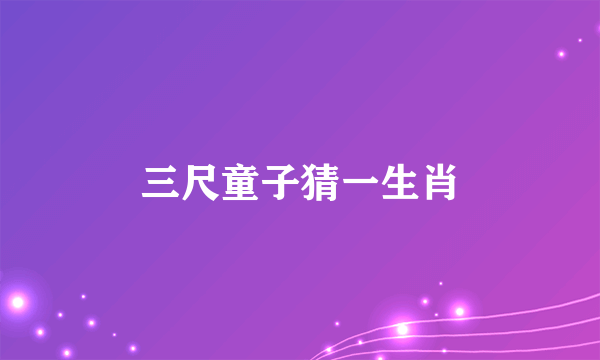 三尺童子猜一生肖