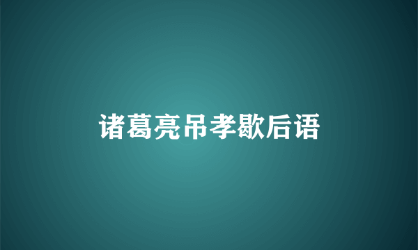 诸葛亮吊孝歇后语