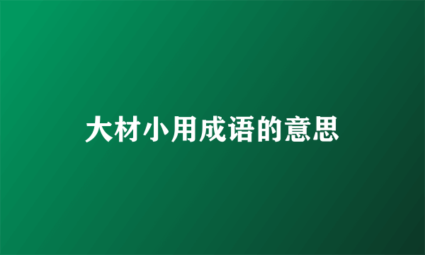 大材小用成语的意思