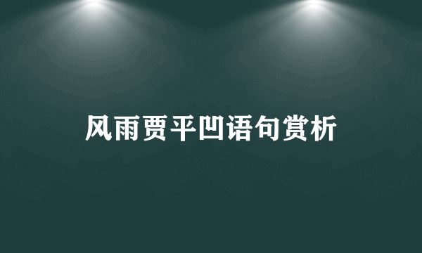 风雨贾平凹语句赏析