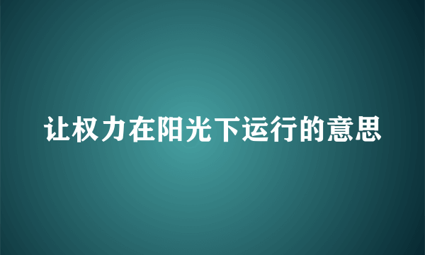 让权力在阳光下运行的意思