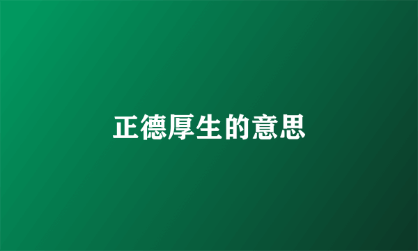 正德厚生的意思