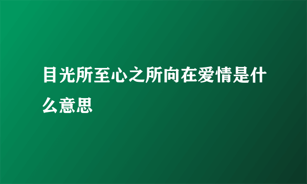 目光所至心之所向在爱情是什么意思
