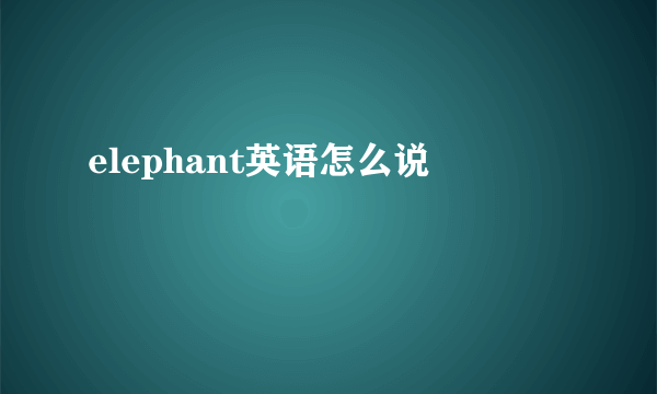elephant英语怎么说