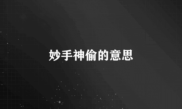 妙手神偷的意思