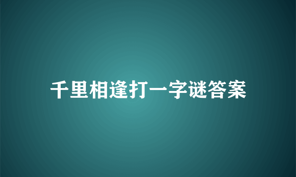 千里相逢打一字谜答案