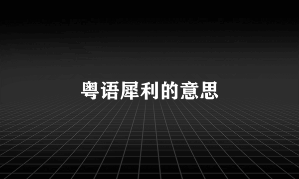 粤语犀利的意思