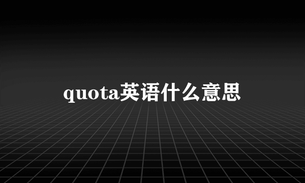 quota英语什么意思