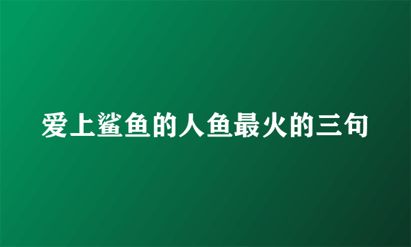 爱上鲨鱼的人鱼最火的三句