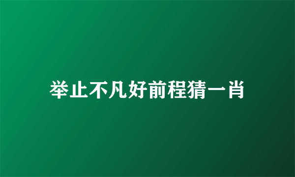 举止不凡好前程猜一肖