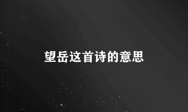望岳这首诗的意思