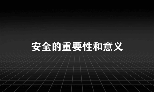 安全的重要性和意义
