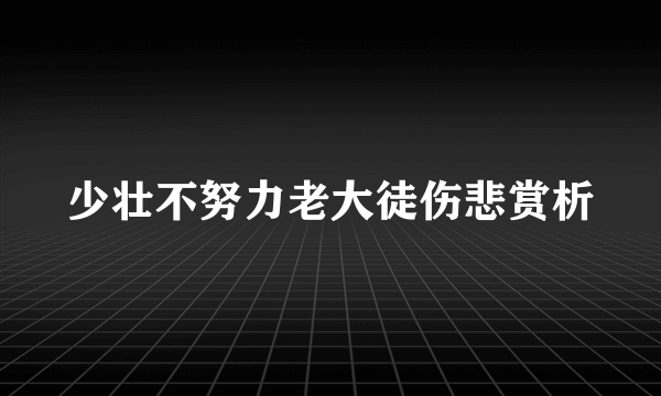 少壮不努力老大徒伤悲赏析
