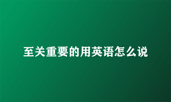 至关重要的用英语怎么说