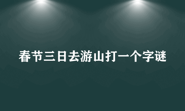 春节三日去游山打一个字谜