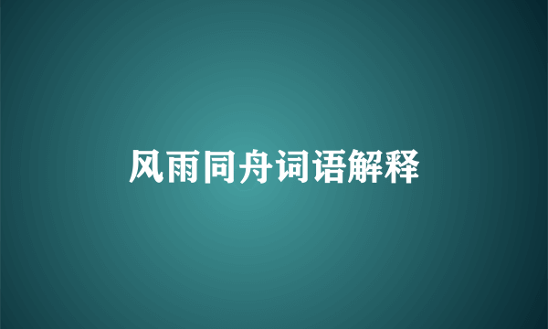风雨同舟词语解释
