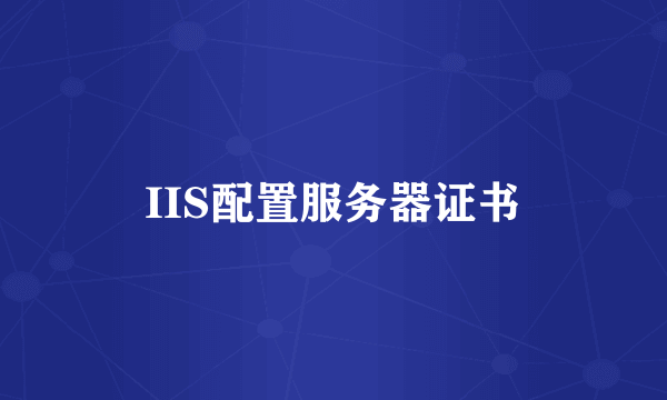 IIS配置服务器证书
