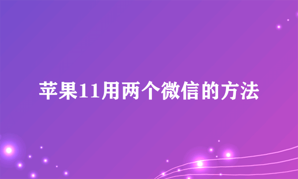 苹果11用两个微信的方法