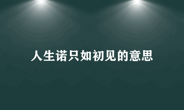 人生诺只如初见的意思