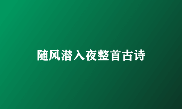 随风潜入夜整首古诗