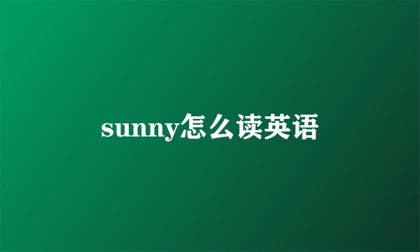 sunny怎么读英语