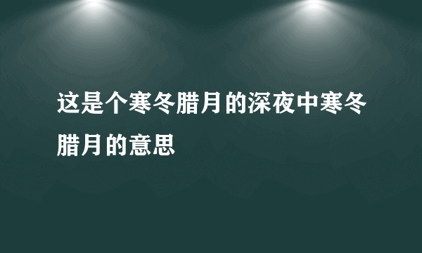 这是个寒冬腊月的深夜中寒冬腊月的意思